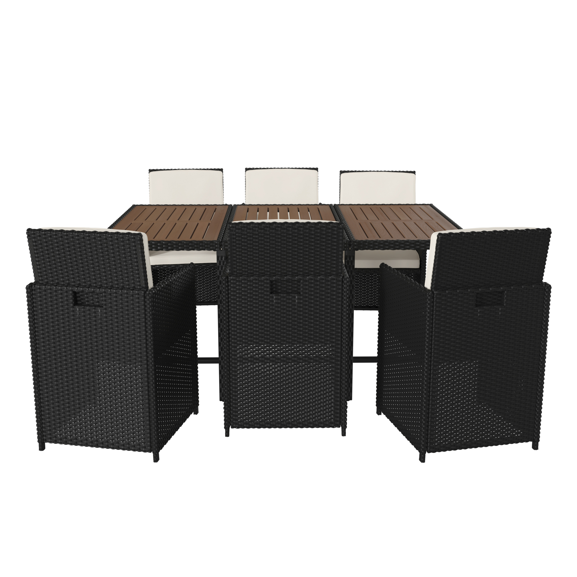 Flash Furniture, 7 Piece Natural/Black Modular Patio Set Cushions, Pieces (qty.) 7 Primary Color Brown, Seating Capacity 6 Model# TW3WBE00NAT